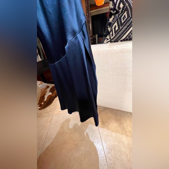 Nadine Merabi Navy Blue Nicole Open Back Midi Cocktail Dress Small Cocktail Flaw - Picture 15 of 16